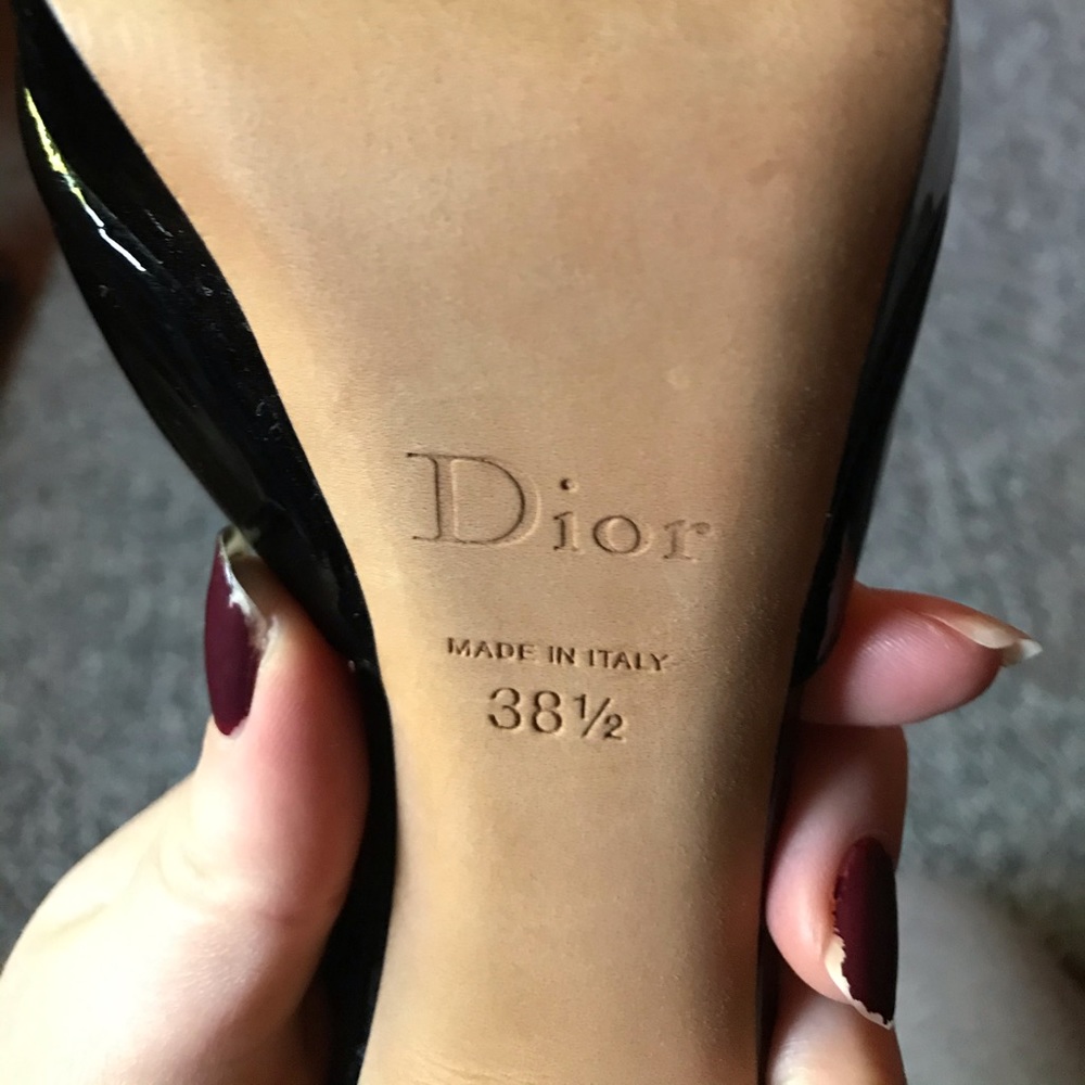 Black and Gold Dior Pumps with Open Toe - Picture 5 of 6